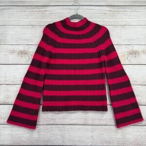 Maeve Anthropologie Striped Wool Blend Mock Sweater Womens Small Pink Purple